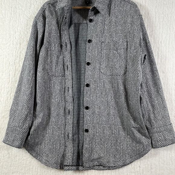 ATHLETA Black White Braiden Textured Button Down Shirt Jacket Shacket Sz Medium - Picture 9 of 14